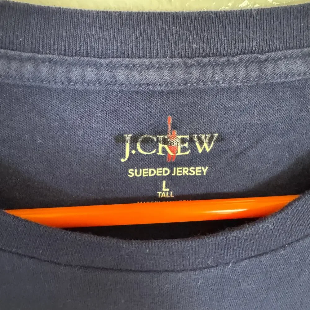 J.Crew MT Sueded Jersey TShirt Mens L Tall Blue Short Sleeve Classic BW746 Tee
